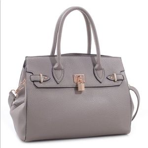 Pebble Gray Leather Satchel